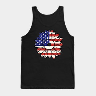 Sunflower American Flag USA Patriotic 4th of July Veterans Day Tank Top